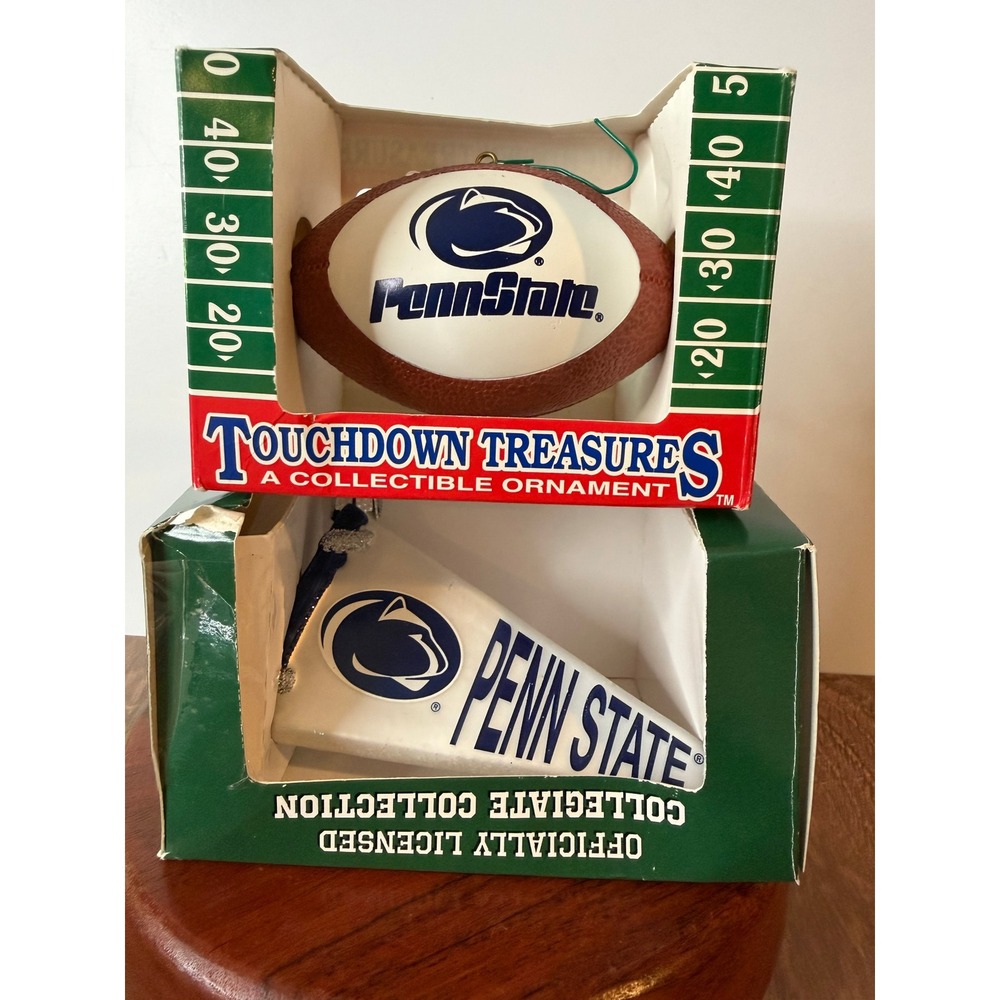Lot of 2 VTG 2009 Penn State Old World Christmas Pennant and Football Ornaments